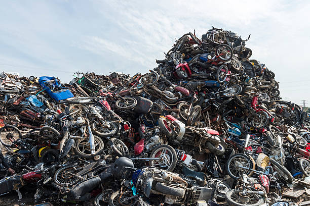 Recycling of metal-based consumer products in a scrap yard.